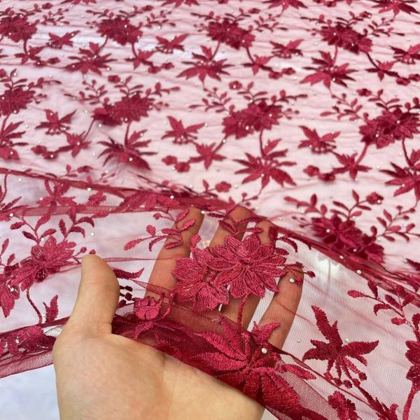 پارچه توری ابریشم و سرمه دوزی نگین 1