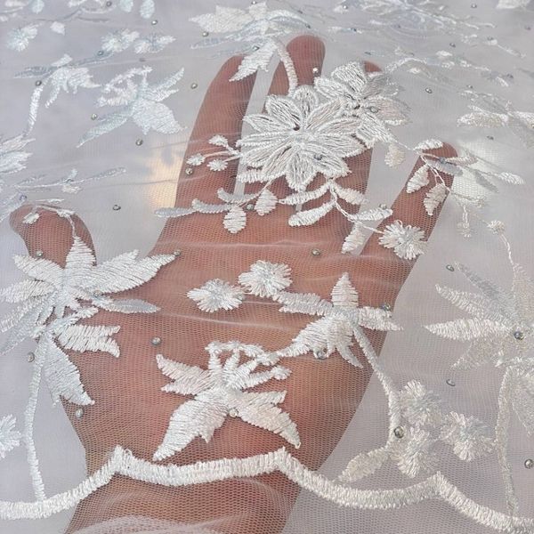 پارچه توری ابریشم و سرمه دوزی نگین 3