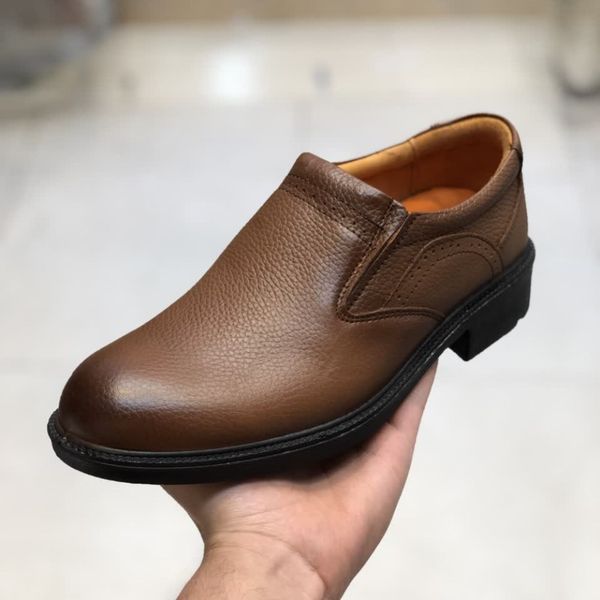 کفش چرم مردانه مجلسی ایپک رنگ عسلی