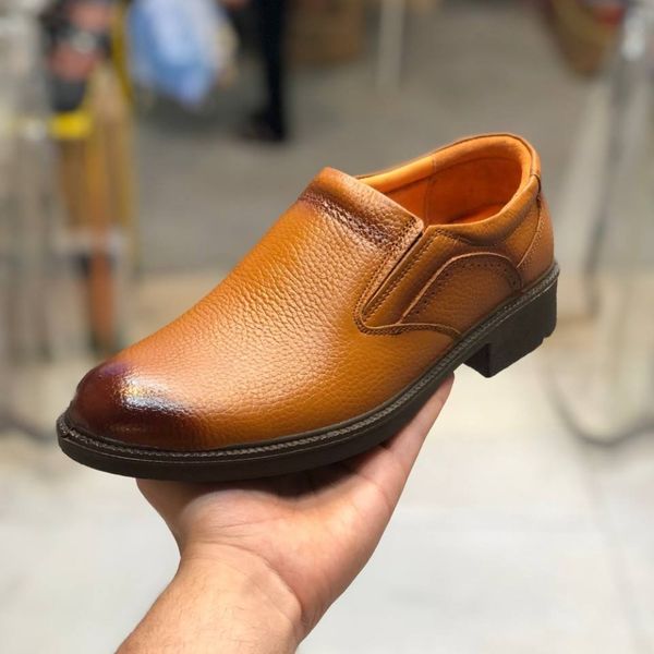 کفش چرم مردانه مجلسی ایپک رنگ عسلی