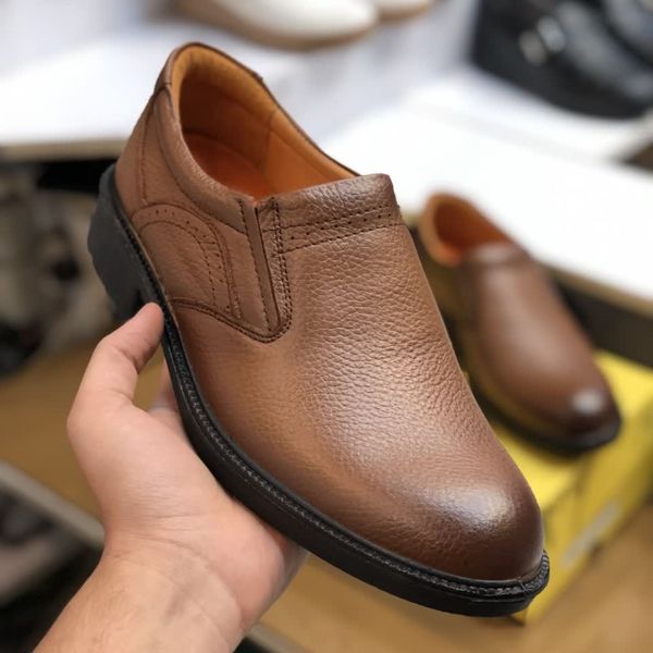 کفش چرم مردانه مجلسی ایپک رنگ عسلی