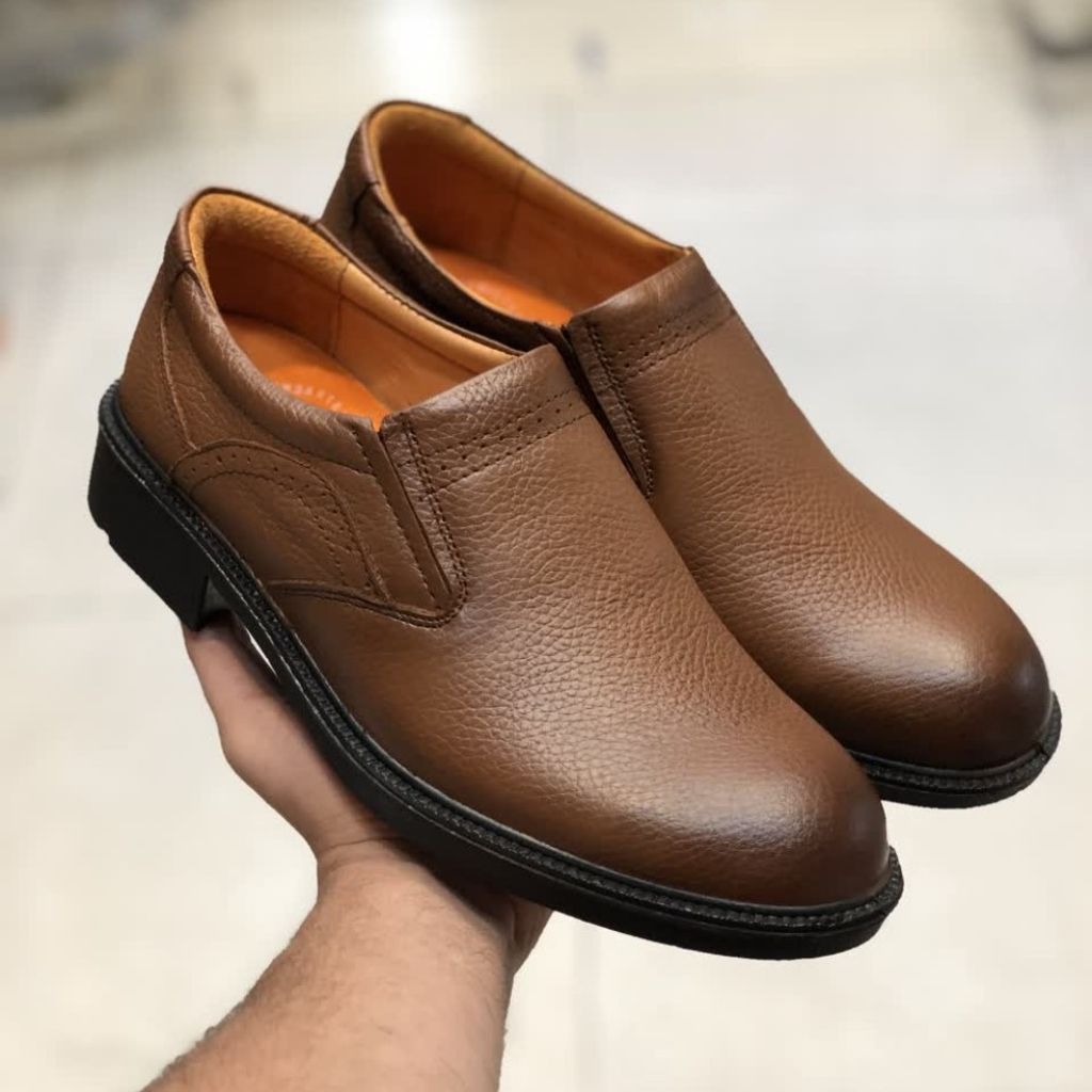 خرید اینترنتی کفش چرم مردانه مجلسی ایپک رنگ عسلی