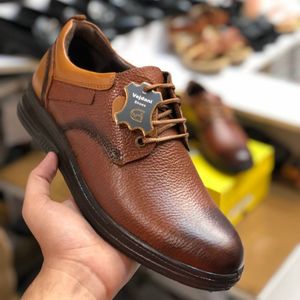 خرید اینترنتی کفش چرم مردانه بندی وجدانی رنگ عسلی
