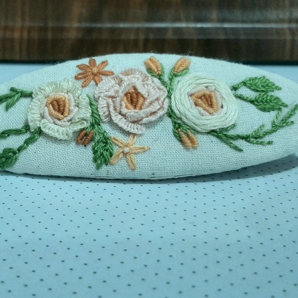 گیره مو فرانسوی سایز بزرگ گلدوزی شده با دست