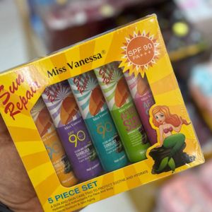 فروش اینترنتی کرم ضد آفتاب و ترمیم کننده میس ونسا SPF 90 بسته 5 عددی Miss Vanessa