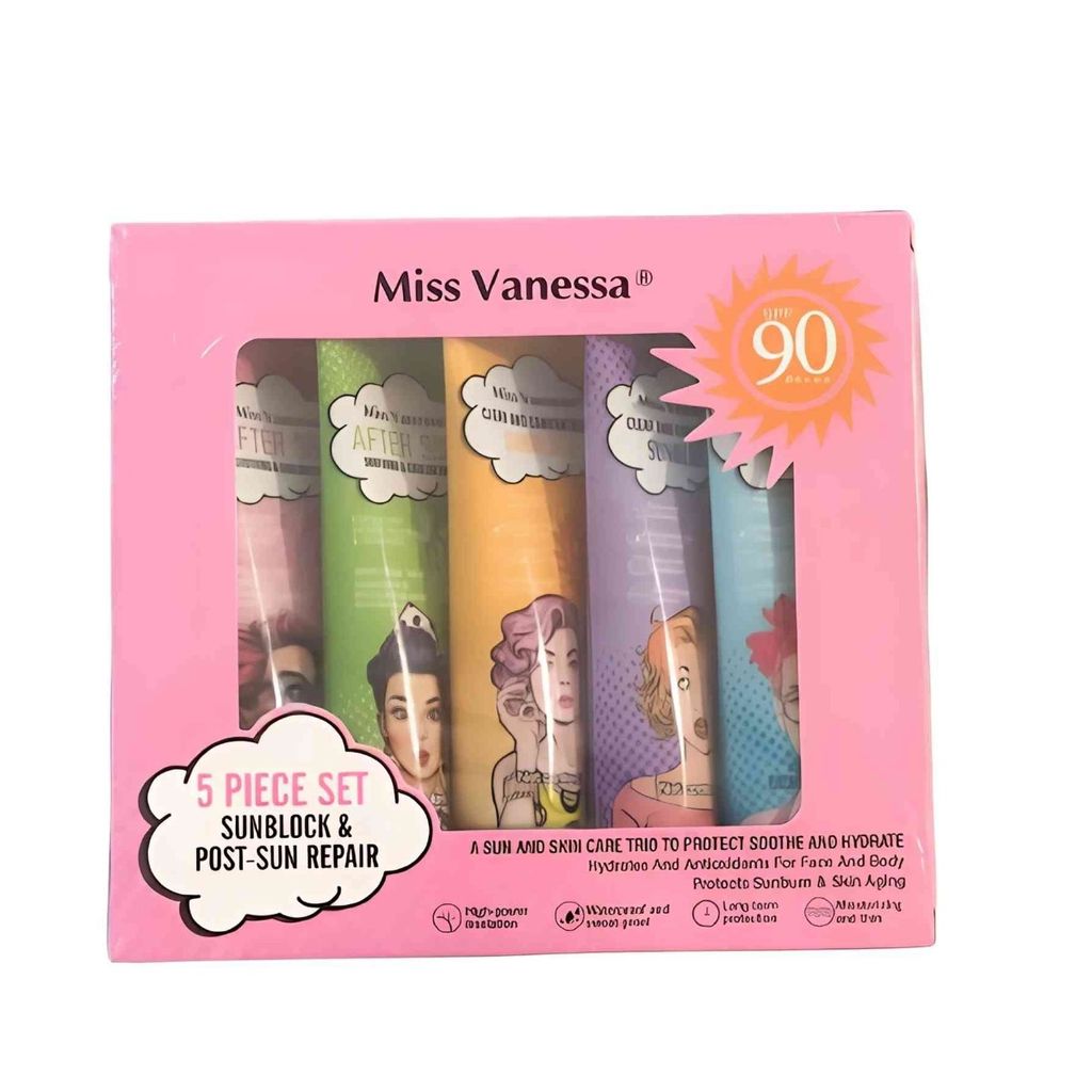 خرید انلاین کرم ضد آفتاب و ترمیم کننده میس ونسا SPF 90 بسته 5 عددی Miss Vanessa