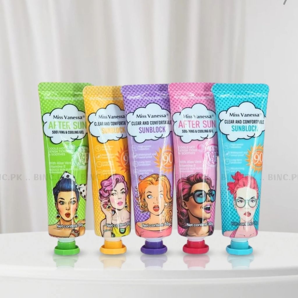 قیمت ارزان کرم ضد آفتاب و ترمیم کننده میس ونسا SPF 90 بسته 5 عددی Miss Vanessa