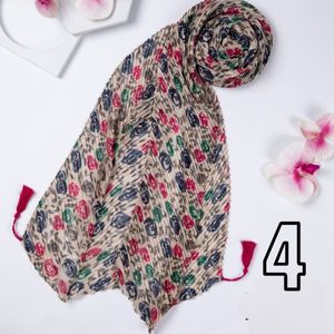 فروش اینترنتی شال حریر پلیسه گل مینیمال منگولدار
