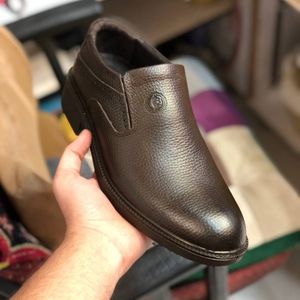 خرید اینترنتی کفش چرم مردانه مدل بارسا رنگ سوخته رخشی