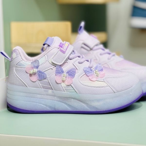 کتونی دخترانه اسکیتی چراغدار طرح پروانه برند KIDS KING کد 4022801