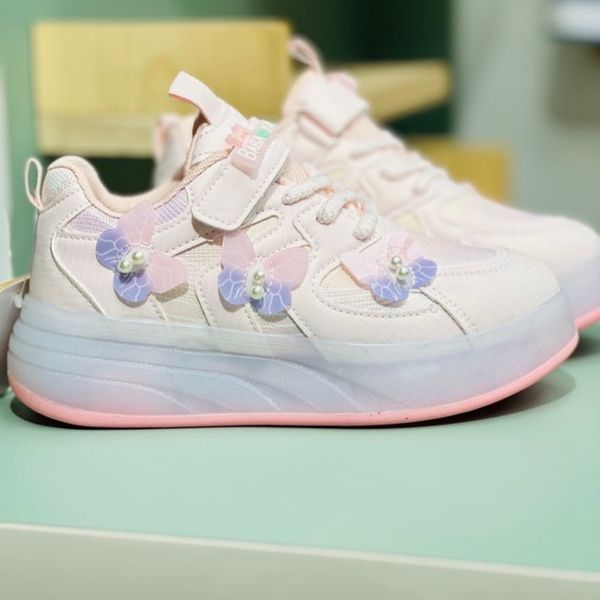 کتونی دخترانه اسکیتی چراغدار طرح پروانه برند KIDS KING کد 4022801