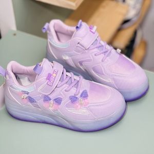 خرید اینترنتی قیمت کتونی دخترانه اسکیتی چراغدار طرح پروانه برند KIDS KING کد 4022801