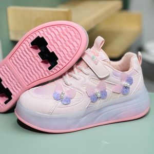 خرید اینترنتی قیمت کتونی دخترانه اسکیتی چراغدار طرح پروانه برند KIDS KING کد 4022801