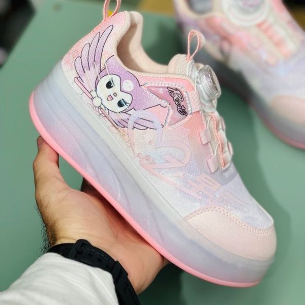 کتونی دخترانه اسکیتی چراغدار طرح کرومی برند KIDS KING کد 4022802