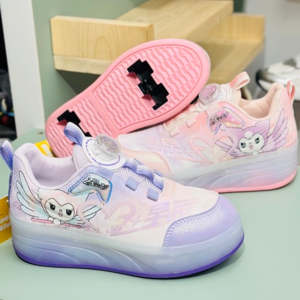 خرید اینترنتی قیمت کتونی دخترانه اسکیتی چراغدار طرح کرومی برند KIDS KING کد 4022802