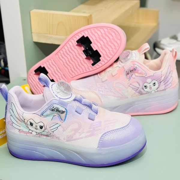 کتونی دخترانه اسکیتی چراغدار طرح کرومی برند KIDS KING کد 4022802