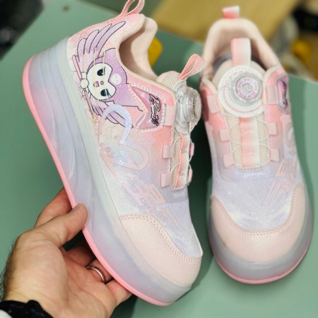 خرید اینترنتی قیمت کتونی دخترانه اسکیتی چراغدار طرح کرومی برند KIDS KING کد 4022802