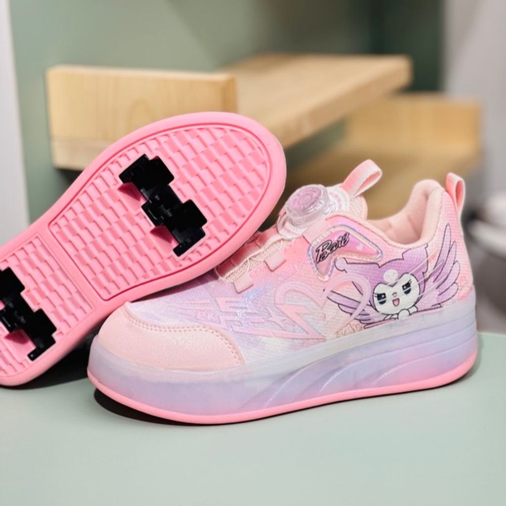 خرید اینترنتی قیمت کتونی دخترانه اسکیتی چراغدار طرح کرومی برند KIDS KING کد 4022802