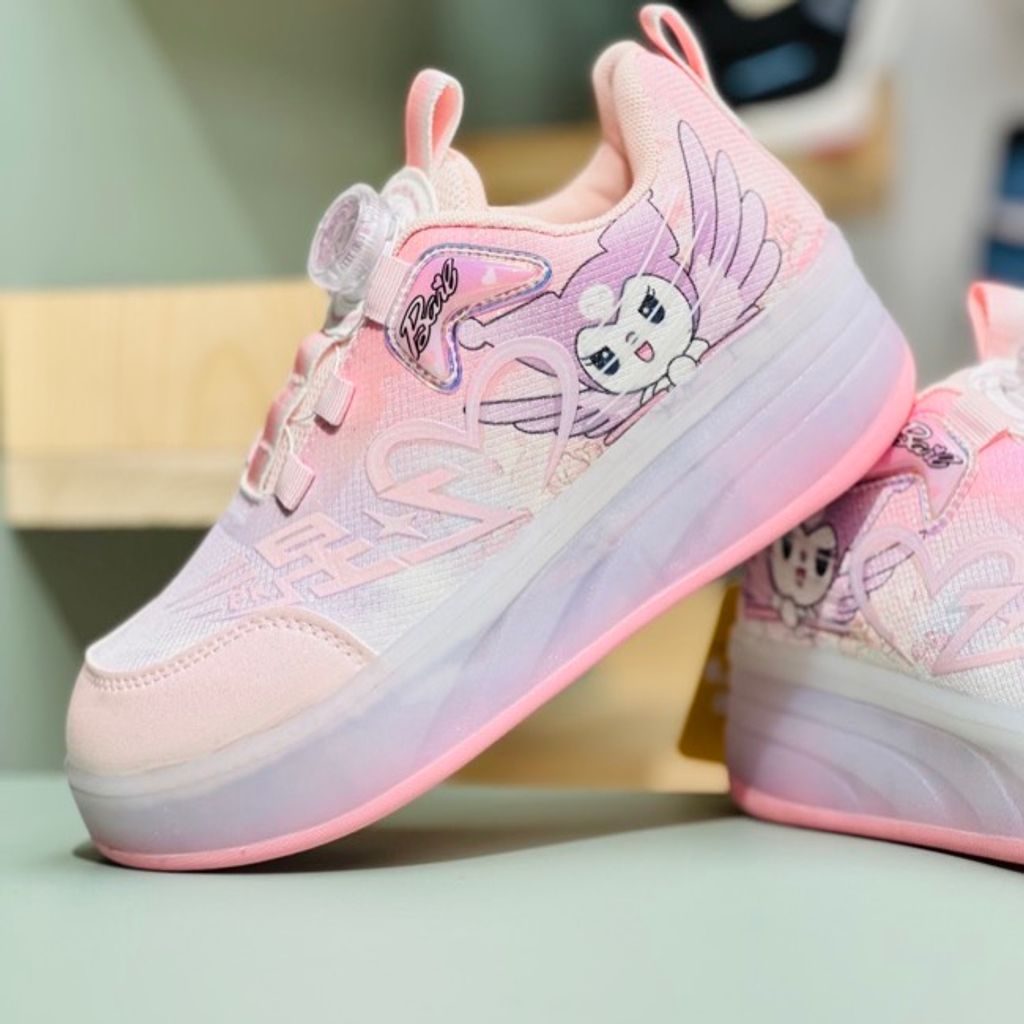 خرید اینترنتی قیمت کتونی دخترانه اسکیتی چراغدار طرح کرومی برند KIDS KING کد 4022802