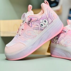 خرید اینترنتی قیمت کتونی دخترانه اسکیتی چراغدار طرح کرومی برند KIDS KING کد 4022802