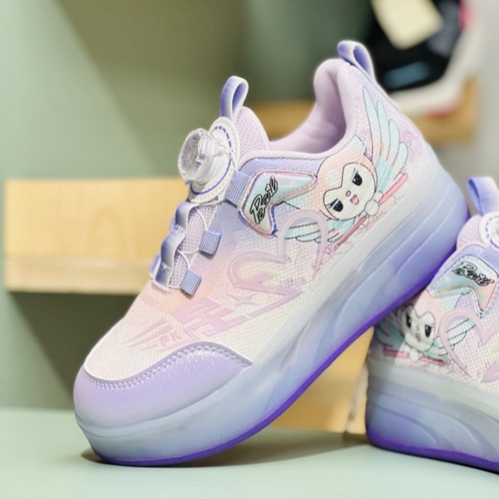 خرید اینترنتی قیمت کتونی دخترانه اسکیتی چراغدار طرح کرومی برند KIDS KING کد 4022802