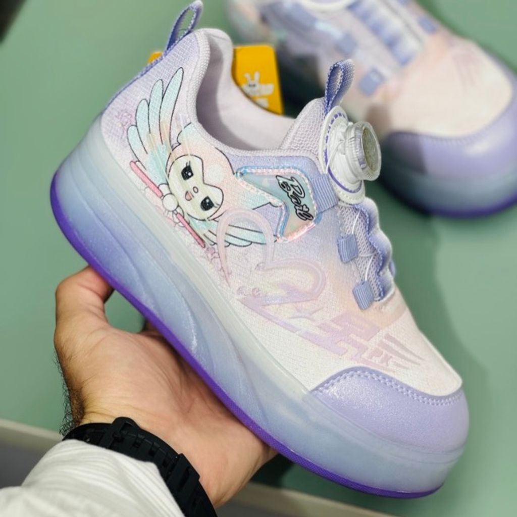 خرید اینترنتی قیمت کتونی دخترانه اسکیتی چراغدار طرح کرومی برند KIDS KING کد 4022802