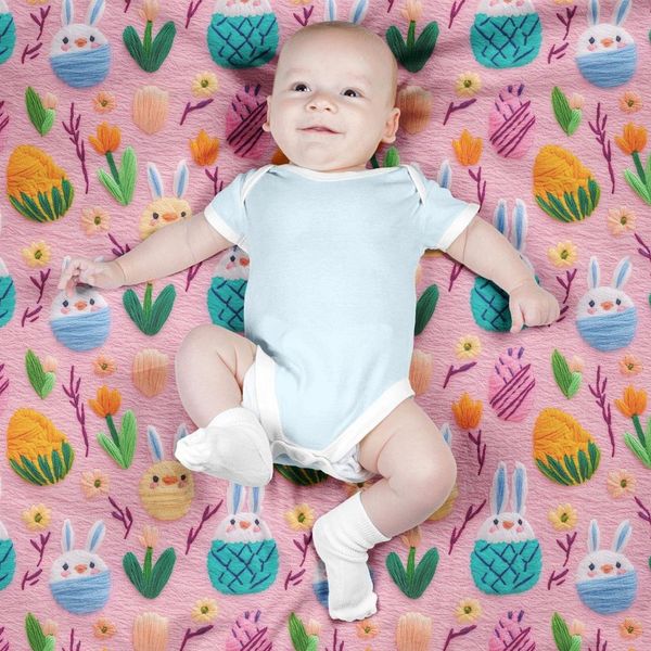 پارچه ملحفه ای مخمل پارچه باما طرح 5 بعدی خرگوش بامزه کد 5013520