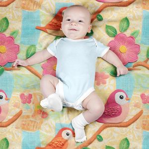 قیمت ارزان پارچه مخمل پارچه باما طرح 5 بعدی پرنده خوشحال کد 5013523