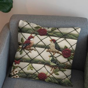خرید اینترنتی پارچه مخمل پارچه باما طرح 5 بعدی پرندگان کلاسیک کد 5013526