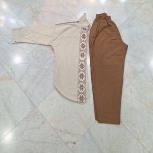 خرید انلاین ست شومیز و شلوار لنین گلدوزی
