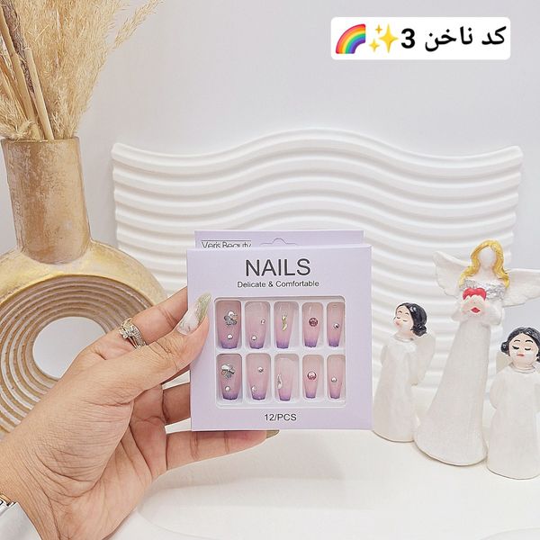 پک اختصاصی کامل ناخن مصنوعی طرح های خاص NAILS با چسپ ناخن دو طرفه (کیفیت ت