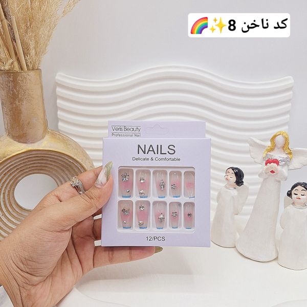 پک اختصاصی کامل ناخن مصنوعی طرح های خاص NAILS با چسپ ناخن دو طرفه (کیفیت ت