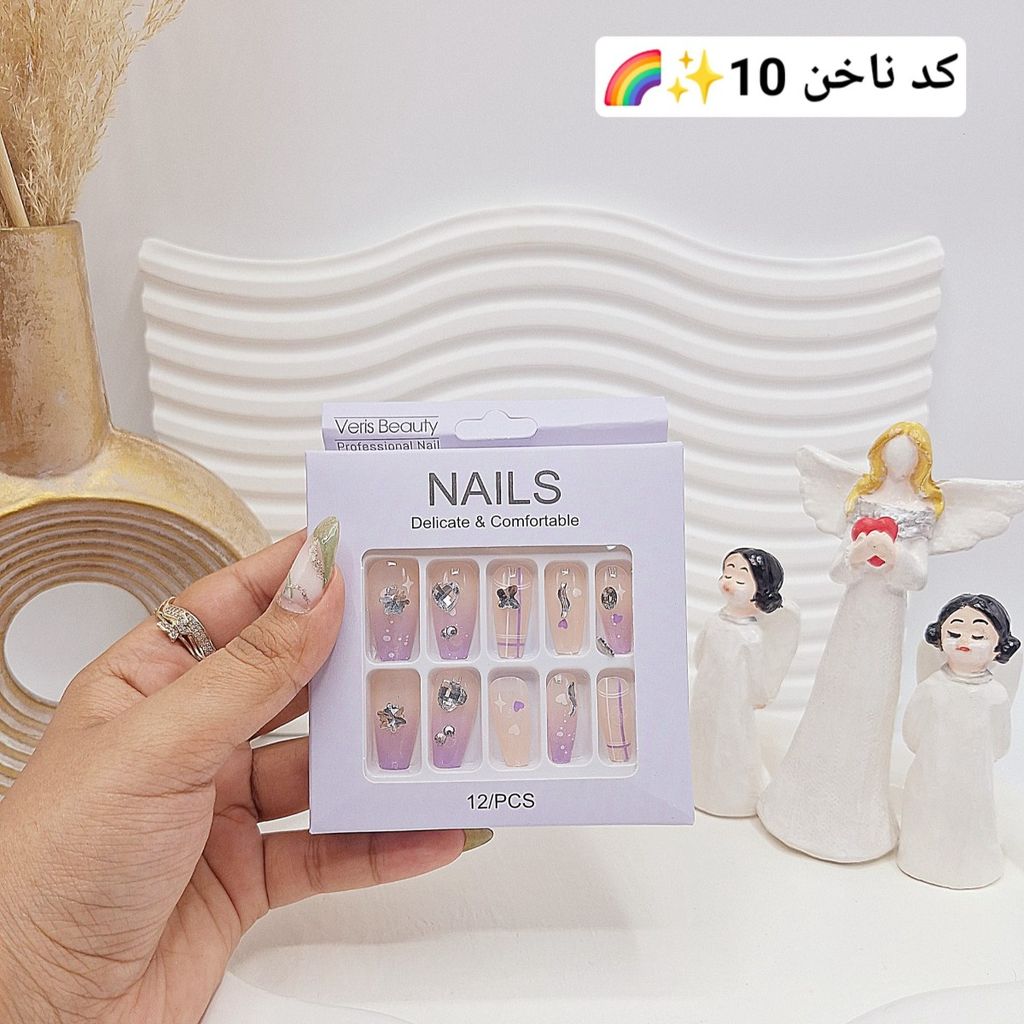خرید انلاین پک اختصاصی کامل ناخن مصنوعی طرح های خاص NAILS با چسپ ناخن دو طرفه (کیفیت ت