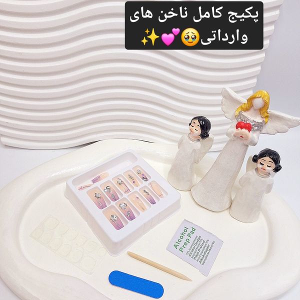 پک اختصاصی کامل ناخن مصنوعی طرح های خاص NAILS با چسپ ناخن دو طرفه (کیفیت ت