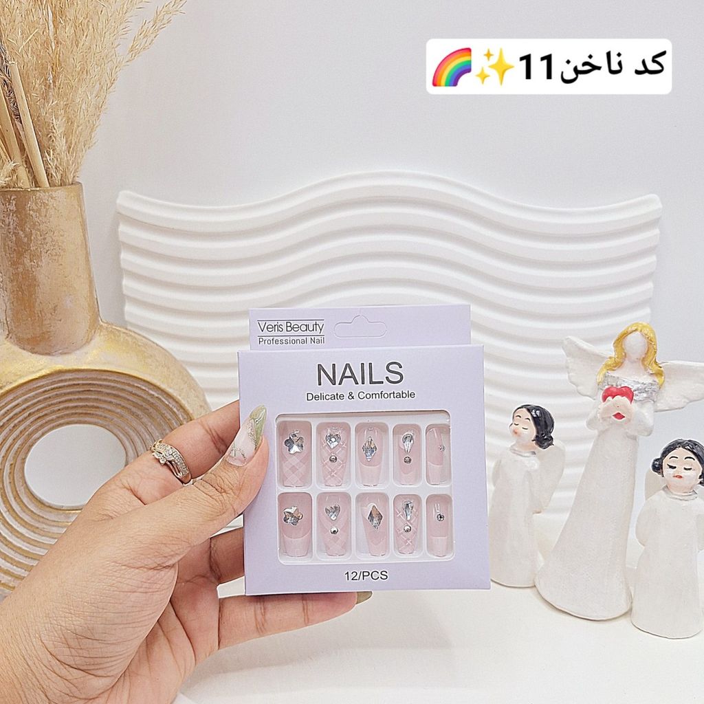 مشخصات پک اختصاصی کامل ناخن مصنوعی طرح های خاص NAILS با چسپ ناخن دو طرفه (کیفیت ت