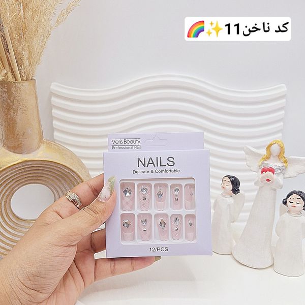 پک اختصاصی کامل ناخن مصنوعی طرح های خاص NAILS با چسپ ناخن دو طرفه (کیفیت ت