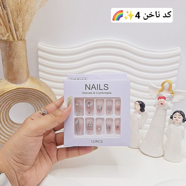 پک اختصاصی کامل ناخن مصنوعی طرح های خاص NAILS با چسپ ناخن دو طرفه (کیفیت ت