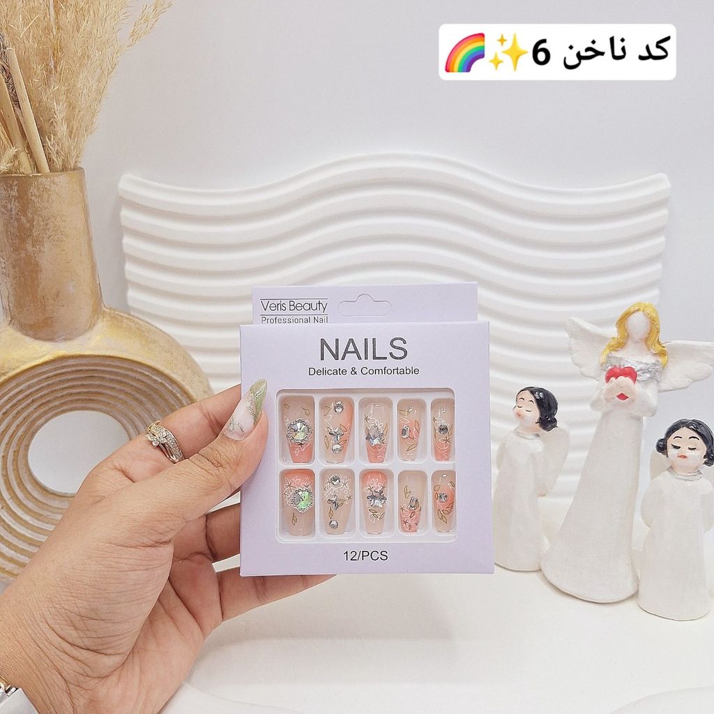 خرید آنلاین پک اختصاصی کامل ناخن مصنوعی طرح های خاص NAILS با چسپ ناخن دو طرفه (کیفیت ت