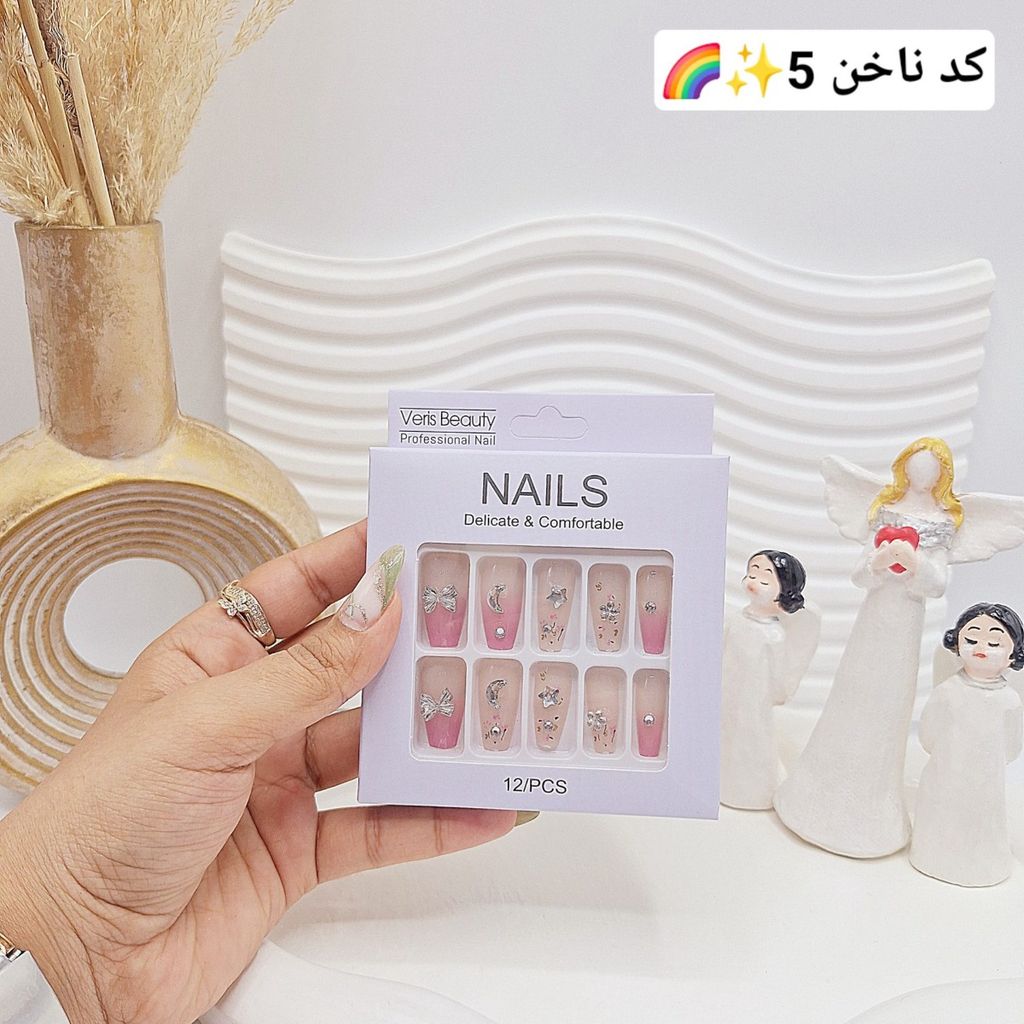 خرید آنلاین پک اختصاصی کامل ناخن مصنوعی طرح های خاص NAILS با چسپ ناخن دو طرفه (کیفیت ت