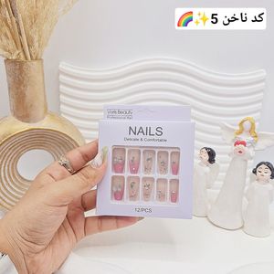 خرید آنلاین پک اختصاصی کامل ناخن مصنوعی طرح های خاص NAILS با چسپ ناخن دو طرفه (کیفیت ت