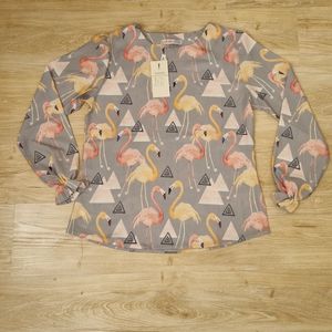 بلوز مجلسی زنانه طرح فلامینگو سایز 44 وارداتی