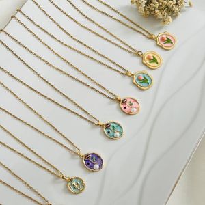 فروش اینترنتی گردنبند استیل طرح مروارید و رز برجسته