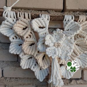 قیمت ارزان دیوارکوب مکرومه بافی طرح گلهای شیپوری طرح اختصاصی چشم نواز