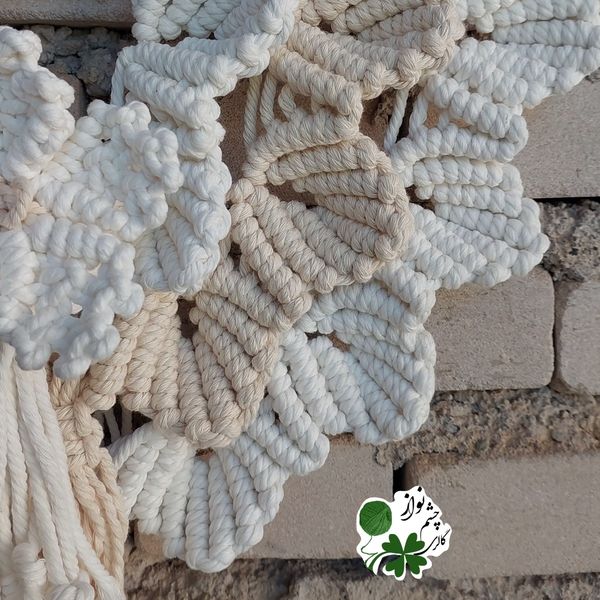 دیوارکوب مکرومه بافی طرح گلهای شیپوری طرح اختصاصی چشم نواز