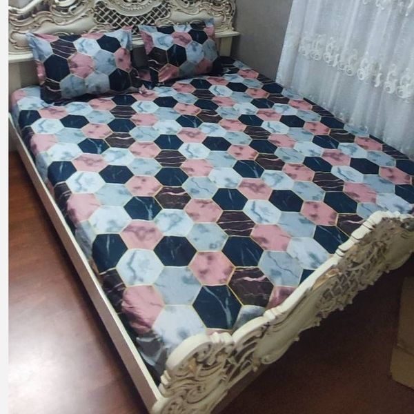 روتختی دونفره شیش ضلعی صورتی روکش دو نفره شش ضلعی کالباسی ملحفه شیش ضلعی گلبهی