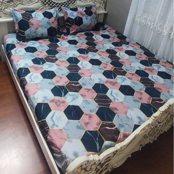روتختی دونفره شیش ضلعی صورتی روکش دو نفره شش ضلعی کالباسی ملحفه شیش ضلعی گلبهی