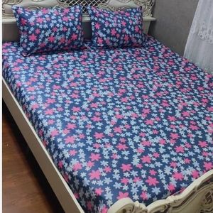 قیمت ارزان روتختی دونفره گلریز صورتی روکش تشک دونفره گل ریز صورتی