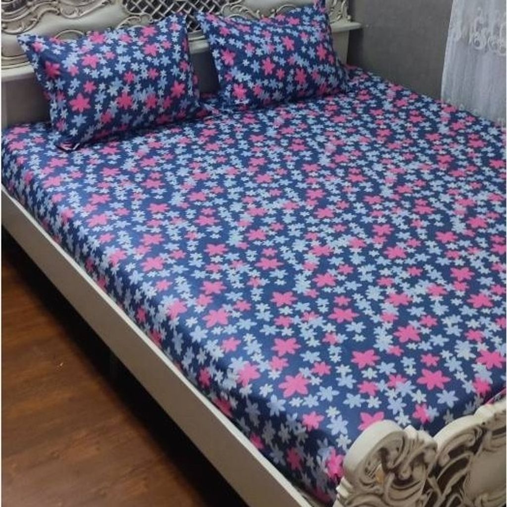 خرید انلاین روتختی دونفره گلریز صورتی روکش تشک دونفره گل ریز صورتی