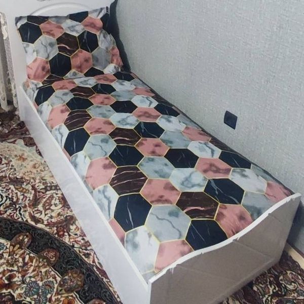 روتختی یک نفره ملحفه یک نفره شیش ضلعی صورتی گلبهی