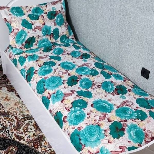 روتختی یک نفره گل سبز روکش تشک یک نفره گل رز سبز روتختی یک نفره